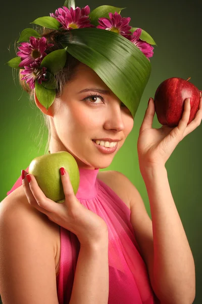Pink with apple — Stock Photo, Image