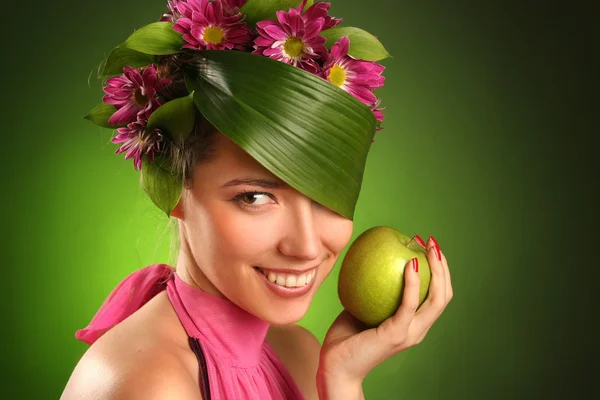 Pink with apple — Stock Photo, Image