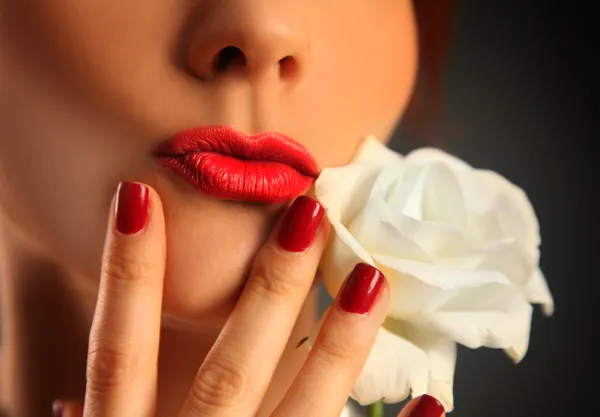 Lips and rose — Stok fotoğraf