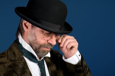 Thoughtful man in pince nez clipart