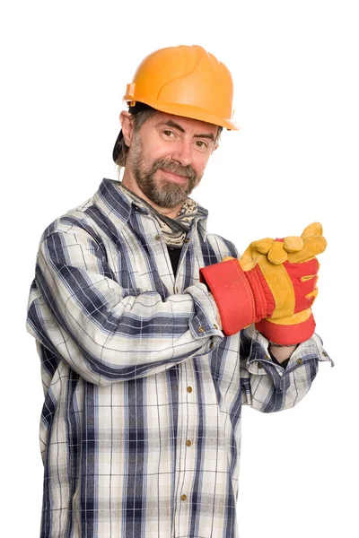 建設労働者の笑みを浮かべてください。 — ストック写真