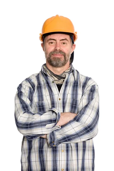 Trabajador de la construcción sonriente en casco —  Fotos de Stock