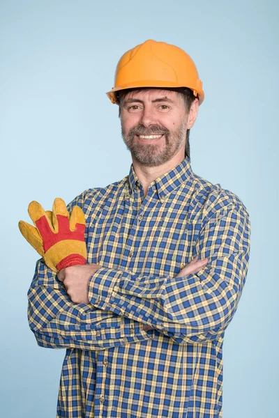 Fröhlicher Mann mit Helm — Stockfoto