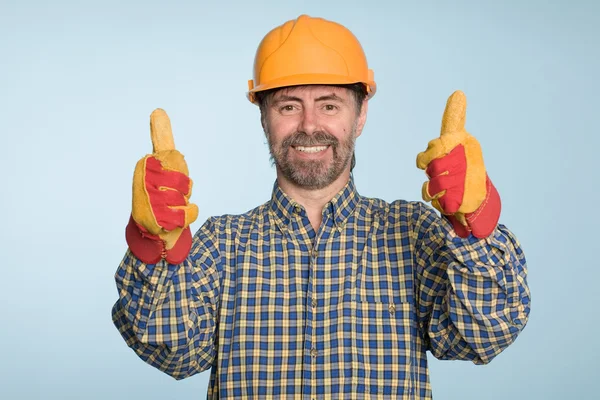 Construtor sorridente feliz — Fotografia de Stock