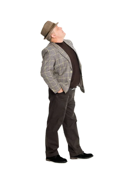 Muž v klobouku, vyhledávání. — Stock fotografie