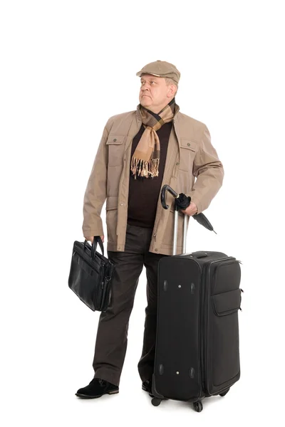 Un uomo elegante con bagaglio . — Foto Stock