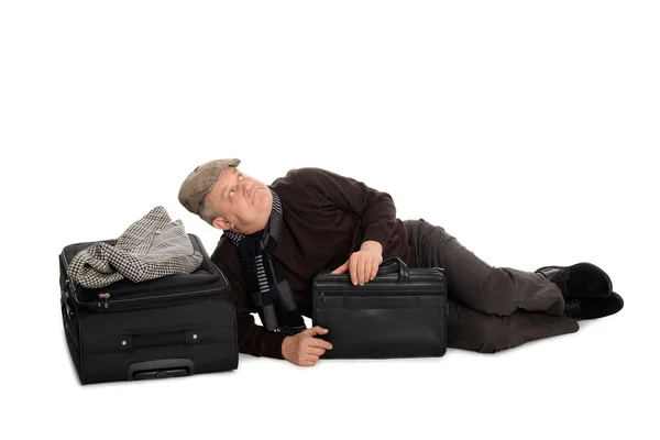Man in anticipation of landing the plane — Stock Photo, Image