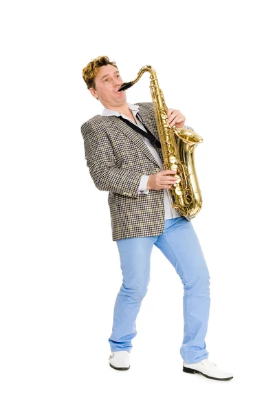 Hombre tocando el saxofón. — Foto de Stock