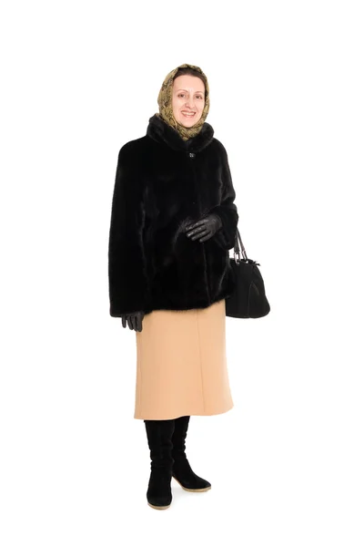 밍 크 코트를 입은 여자 — 스톡 사진