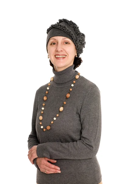 Cheerful woman in a hat. — Stock Photo, Image
