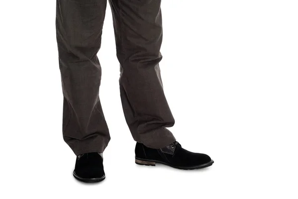 Male trousers and suede shoes. — Stock Photo, Image
