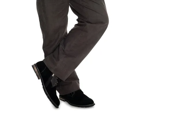 Men's trousers and suede shoes. — Stock Photo, Image