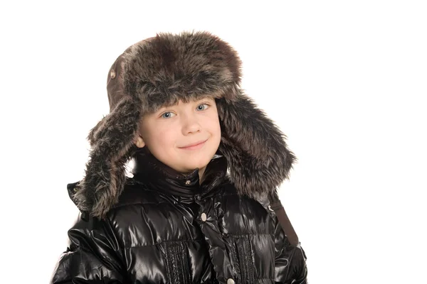 Мальчик в зимней одежде . — стоковое фото