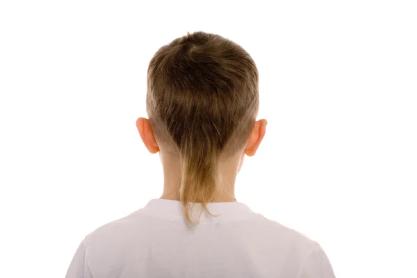 Rapaz de oito anos a partir das costas — Fotografia de Stock