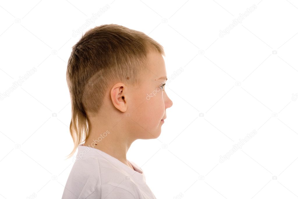 Boy of eight years in profile