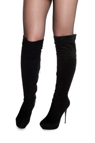 Female legs in fall boots — Stock Photo, Image