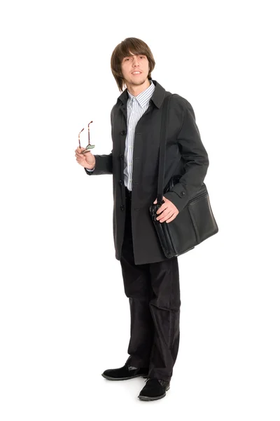 Homem de negócios em uma capa de chuva — Fotografia de Stock