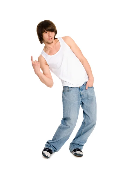 Junger Mann tanzt — Stockfoto