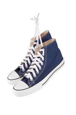 Pair of new blue sneakers clipart