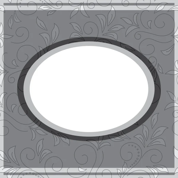Vector gray frame on floral gray background — Stock Vector