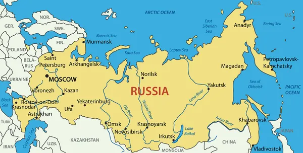 러시아-벡터 지도 — 스톡 벡터