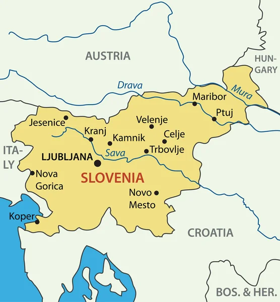 República da Eslovénia - mapa vetorial — Vetor de Stock
