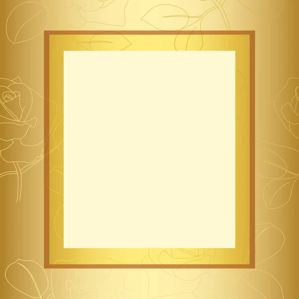 ゴールド花柄ベクトル フレーム — ストックベクタ
