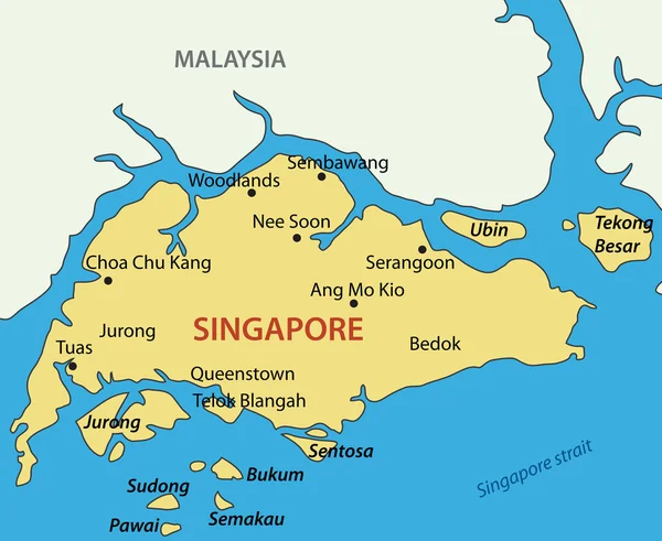 República de Singapur - mapa vectorial — Vector de stock
