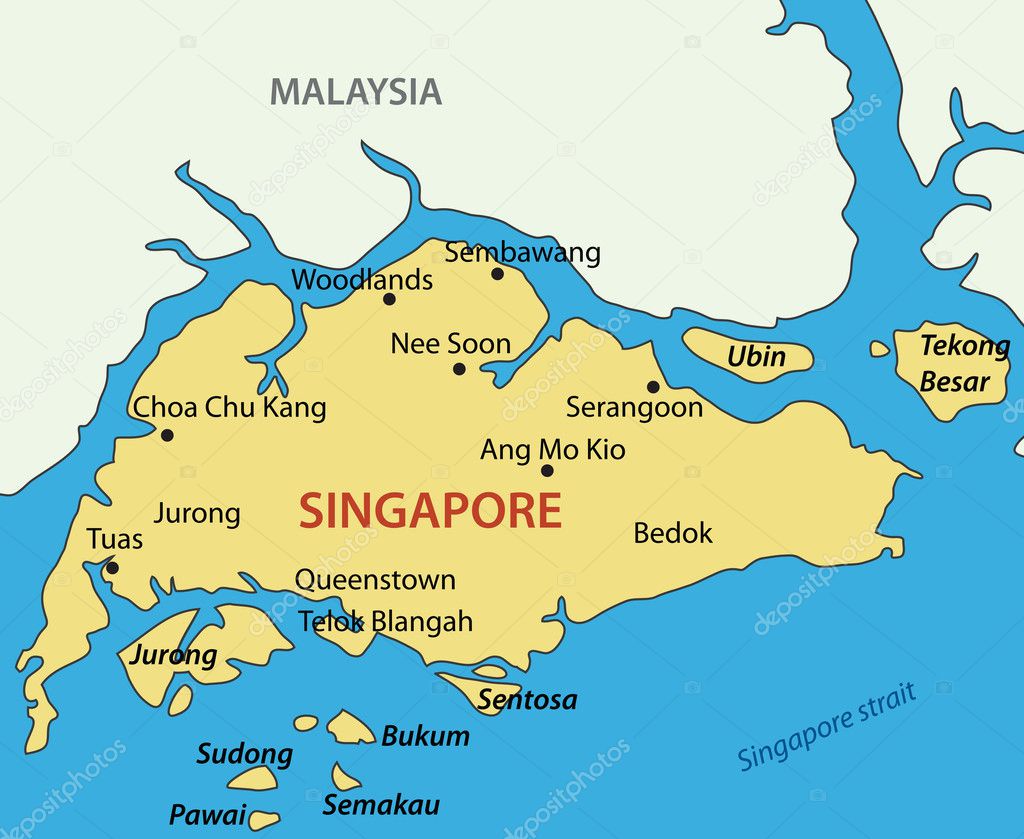 Rep Blica De Singapura Mapa Vetorial Vetor De Stock Pavalena   Depositphotos 10415644 Stock Illustration Republic Of Singapore Vector Map 