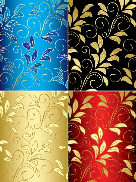 Set of floral vector backgrounds with gradient — Stock Vector
