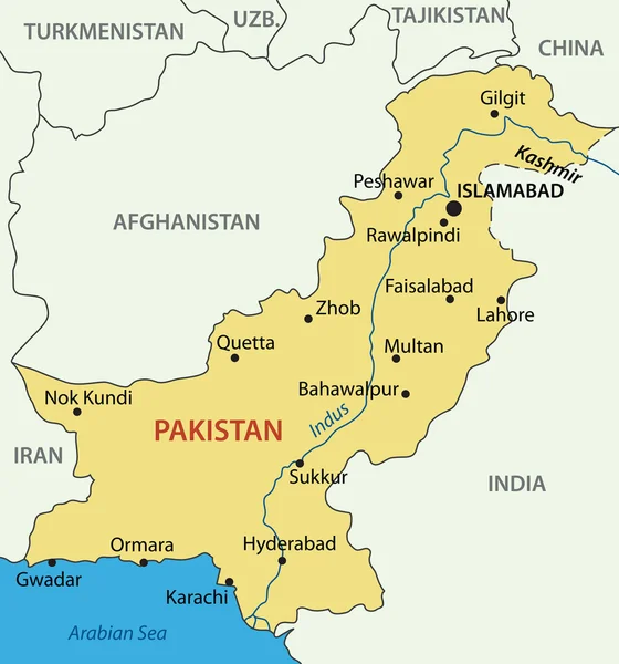 República Islâmica do Paquistão - mapa vetorial — Vetor de Stock