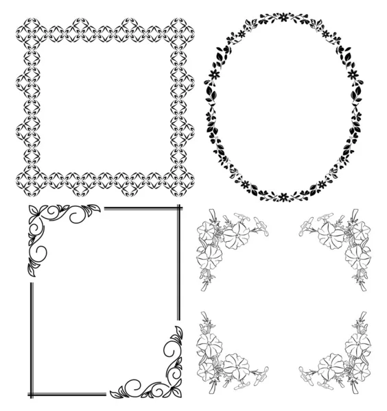 Zwarte decoratieve frames - vector set — Stockvector