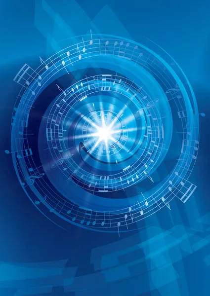 Синий музыкальный фон - векторный флаер — стоковый вектор