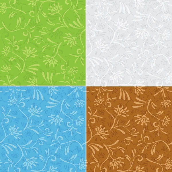 Floral seamless patterns - vector set — Stock Vector