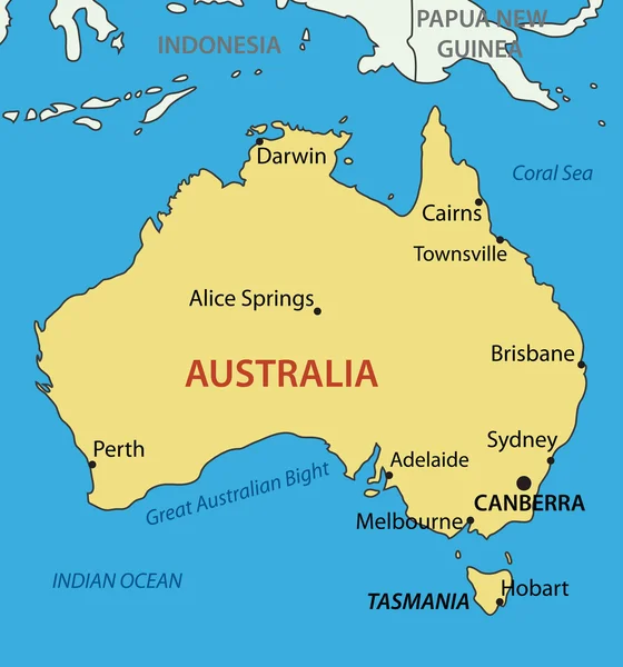Mancomunidad de Australia - mapa vectorial — Archivo Imágenes Vectoriales