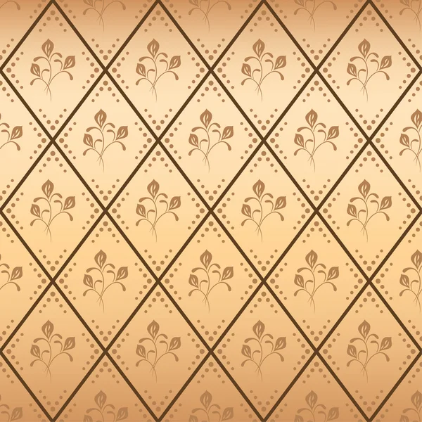 Patrón floral horizontal sin costura beige con gradiente - vector — Vector de stock