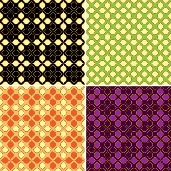 Conjunto de cuatro patrones retro sin costura vectorial — Archivo Imágenes Vectoriales