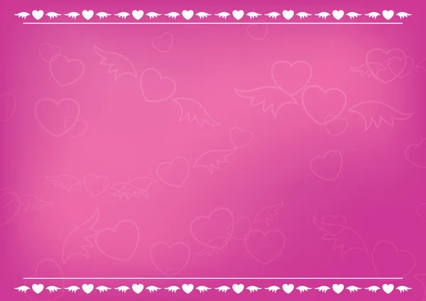 Ρομαντική κάρτα διάνυσμα ροζ με καρδιές — Διανυσματικό Αρχείο