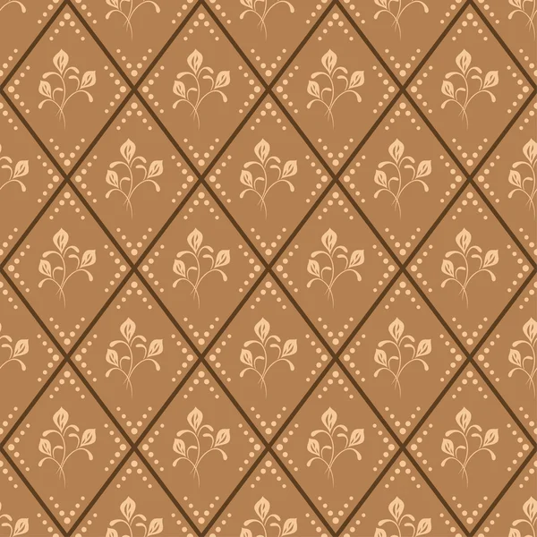 Patrón floral marrón sin costuras - vector — Vector de stock