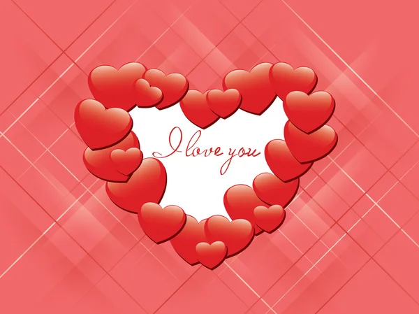 Vektor röda romantiska kort - jag älskar dig — Stock vektor
