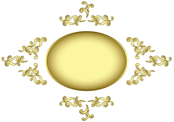 Golden vector frame with golden tracery - isolated on white — Stock Vector