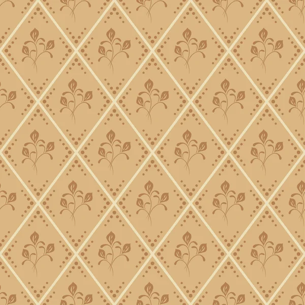 Seamless beige and brown floral pattern - vector — Stock Vector