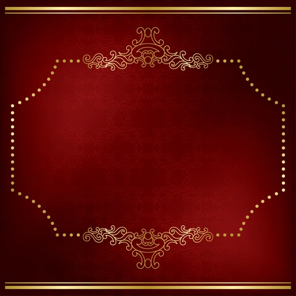 Tarjeta vectorial de color rojo oscuro con decoración de oro - eps 10 — Vector de stock