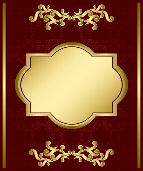 Tarjeta marrón con decoraciones de oro - vector — Vector de stock