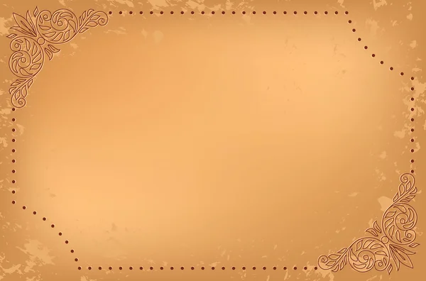 Carte vintage beige avec décoration florale - vecteur — Image vectorielle