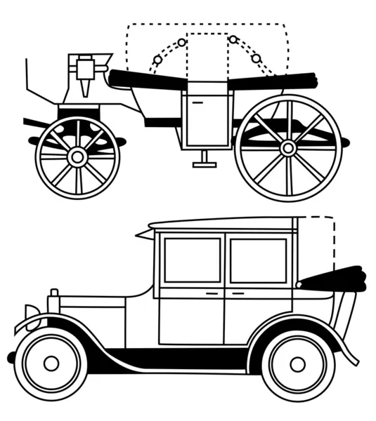 Set of silhouettes of old cars - vector — Stock Vector