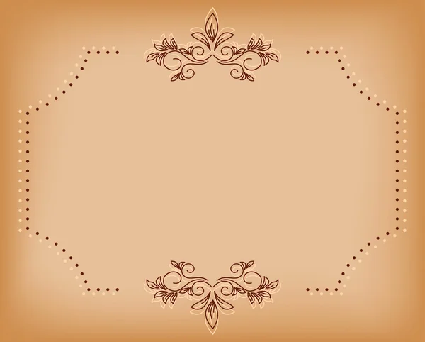 Tarjeta vieja beige con tracería marrón - vector — Vector de stock