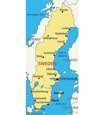 İsveç - vektör harita