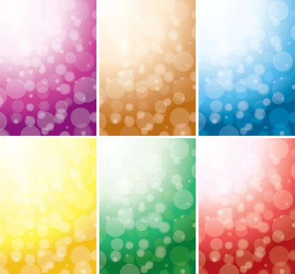 Set of abstract color backgrounds with bokeh - vector — Stock Vector