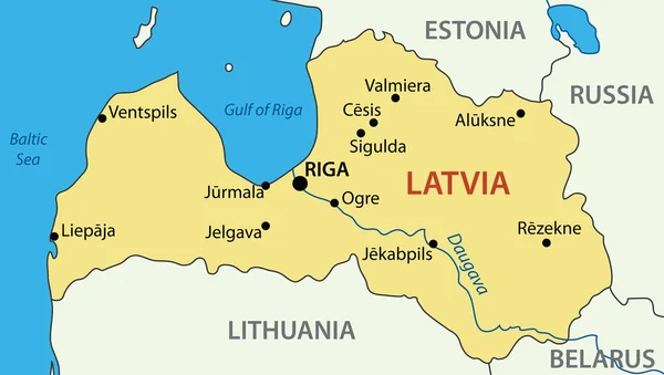 República de Letonia - mapa vectorial — Vector de stock